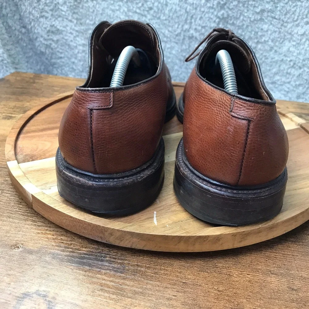 Allen Edmonds Leeds Derby Mens‎ 11 C Brown Pebble Grain Leather Plain Toe Shoes